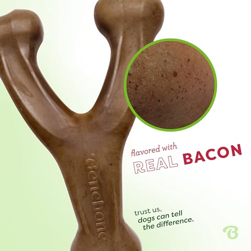 Benebone Wishbone Sturdy Chew Toy for Aggressive Canines, Actual Bacon Taste, Made within the USA, Medium Dimension