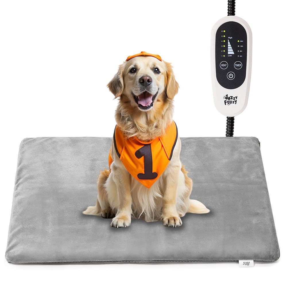 Further-Giant Pet Heating Pad – 6 Adjustable Temperatures with Timer, Waterproof Indoor Heating Pad for Canine and Cats with Chew-Resistant Wire (Dimension: 28″ x 16″)