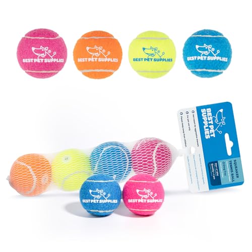 High High quality Squeaky Tennis Toys for Canines - 4-Pack, Sturdy Interactive Toys for Fetching and Train, Splendid for Pure Conduct Coaching, Small Dimension