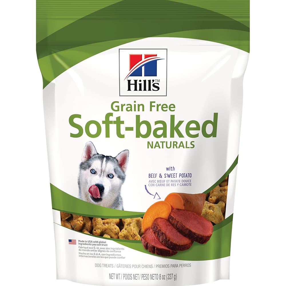 Hill’s Grain-Free Gentle Baked Naturals Canine Treats for All Life Levels, Beef & Candy Potato Taste, 8 oz Bag