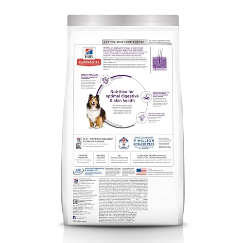 Hill's Science Weight-reduction plan Grownup Dry Canine Meals for Delicate Abdomen & Pores and skin, Rooster Taste, 30 lbs