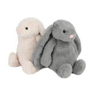 Interactive Bunny Buddy Canine Toy by Greatest Pet Provides – Crinkly and Squeaky Plush Enrichment for Small and Medium Breed Puppies and Canines, Lovely Bunny Bundle (Beige, Grey)