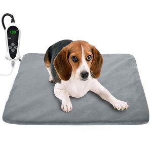 RIOGOO Upgraded Electrical Pet Heating Pad for Canines and Cats, Waterproof Indoor Design with Auto Energy Off (Medium: 18″x 18″, Gray)