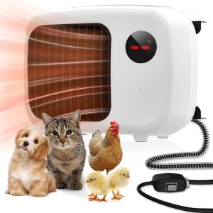 Thermostat-Managed Canine Home Heater: 300W/600W Pet Home Heating System with Overheat Safety, Chew-Resistant Wire, Preferrred for Out of doors Use in Hen Coops, Canine Kennels,…