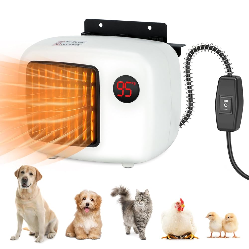 Wall-Mounted Canine Home Heater with Thermostat, 6.5FT Chew-Proof Wire, Secure Overheat Safety, and Twin Heating Modes (200W/400W)